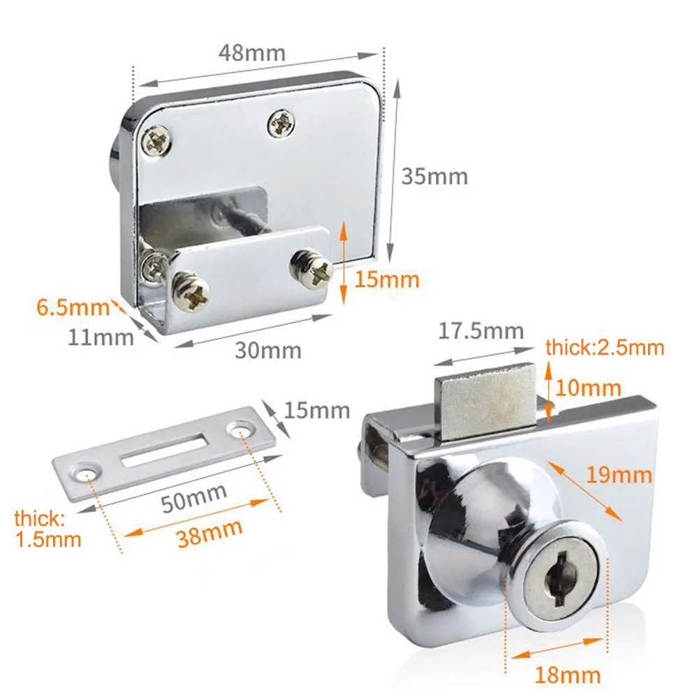 Glass Door Lock Silver Double Door Lock 1 Key Opens Multiple Locks Bright Exterior Texture Finish Double Glass Doors