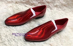 Men's Red Hologram Iridescent Patent Leather Dress Shoes Laser Reflective Mirror Leather Formal Shoes Luxury Wedding Shoes US12