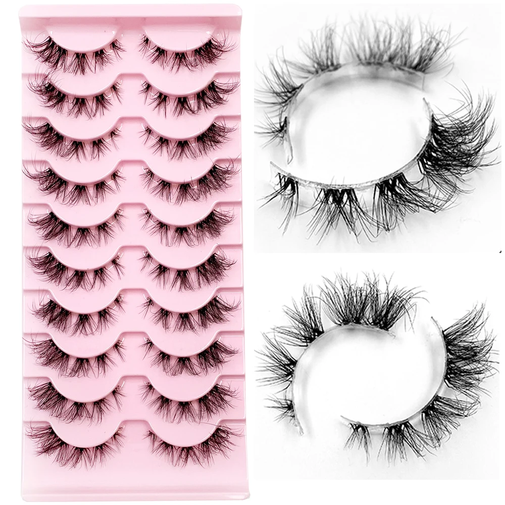 Cílios Segmentados Manga, 3D Limpar Banda, Natural Olhar Wispy, Fluffy Cat Eye, cílios individuais