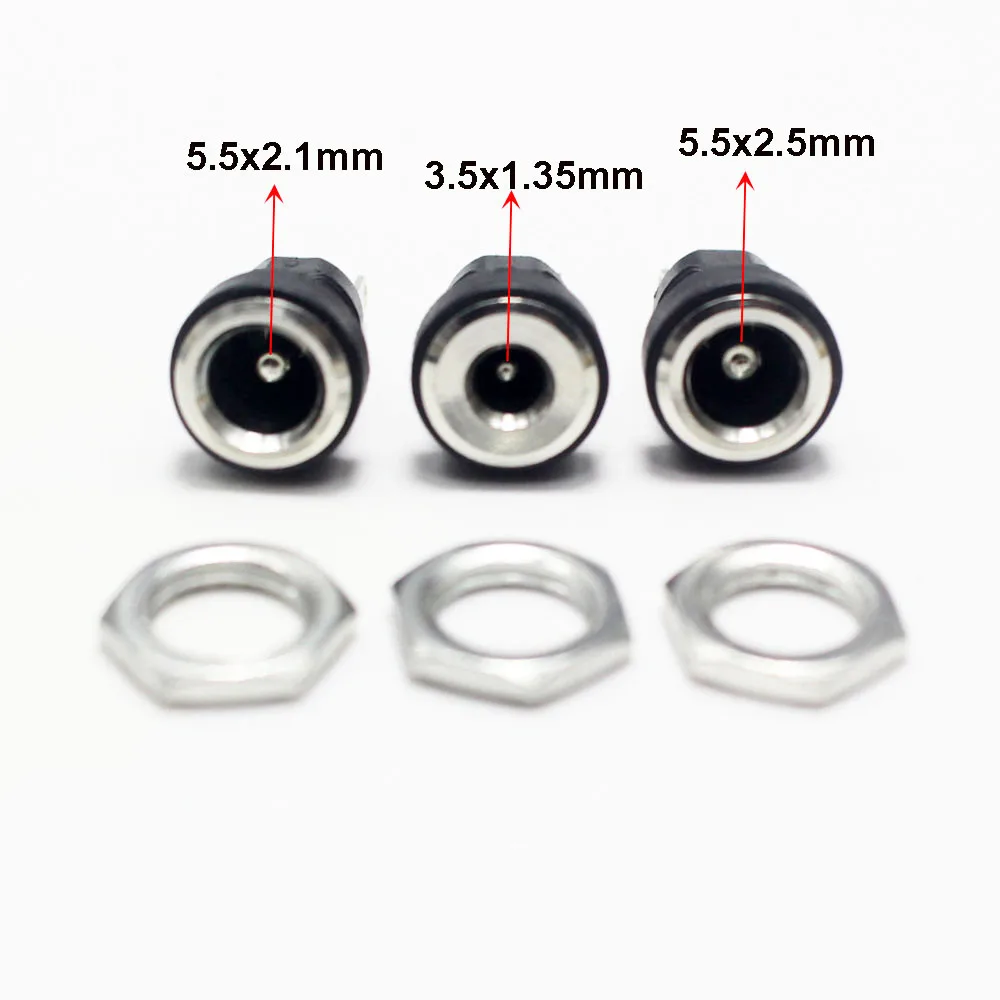 DC022B 3A12V 5.5 x 2.1 3.5x1.3 5.5*2.5mm DC Power Jack Supply Socket Connector DC Female 2Pin Panel Mount Connector Plug Adapter