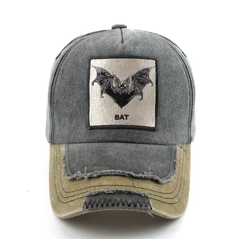 Vintage Denim Baseball Cap With Embroidery Bat Patch Men Snapback Hip Hop Dad Hats Women Four Seasons Adjustable Visor Cap