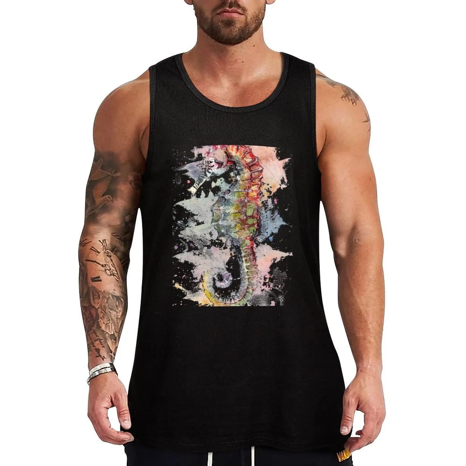 

Seahorse - Watercolor Wildlife Tank Top Abstract Graphic Tank Top Art Print Sleeveless