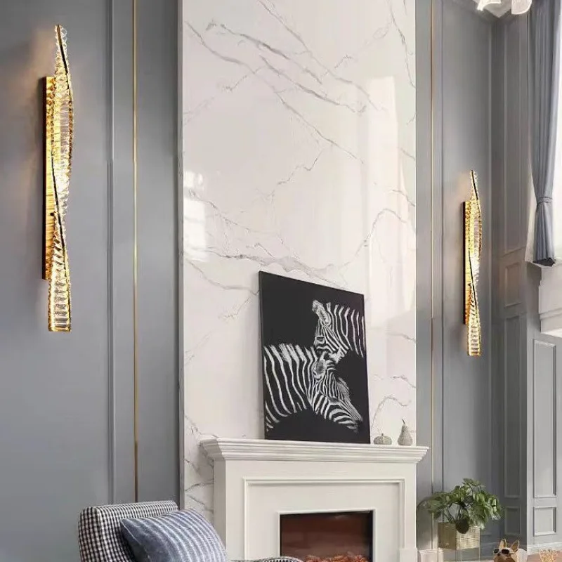 Italian Crystal Wall Sconce LED Light Luxury Modern Gold for Bedroom Living Room Hallway Decor