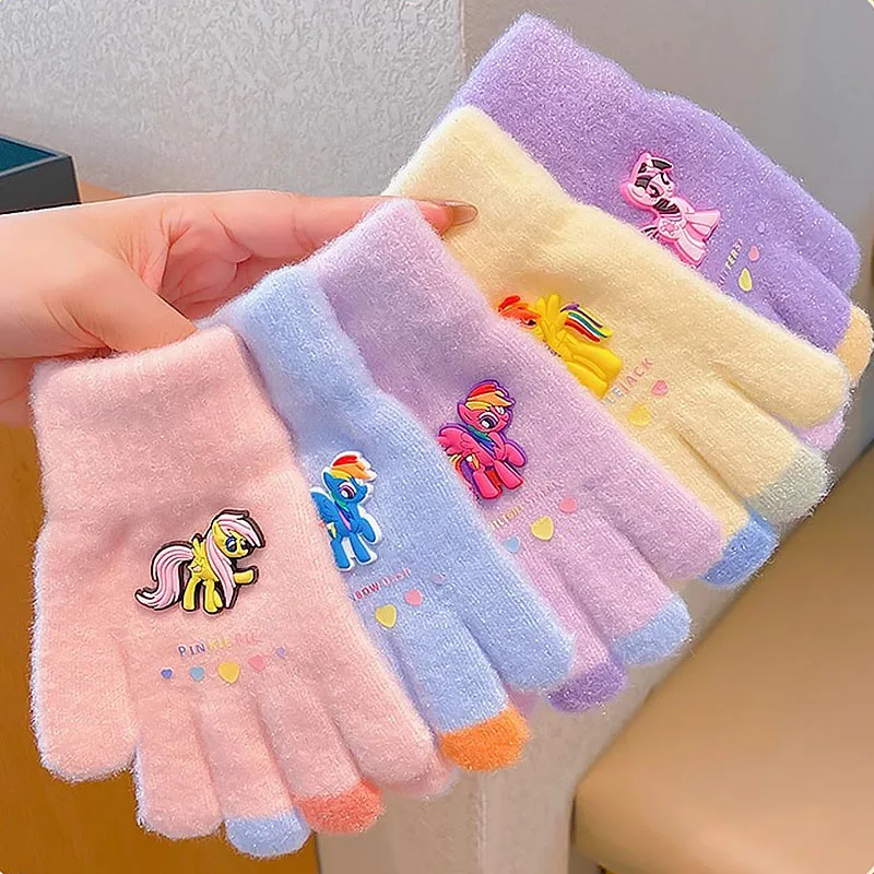 

Новые детские перчатки Kuromi на зиму для My Little Pony, незамерзающие, теплые, подходящие, перчатки с пятью пальцами и разделенными пальцами