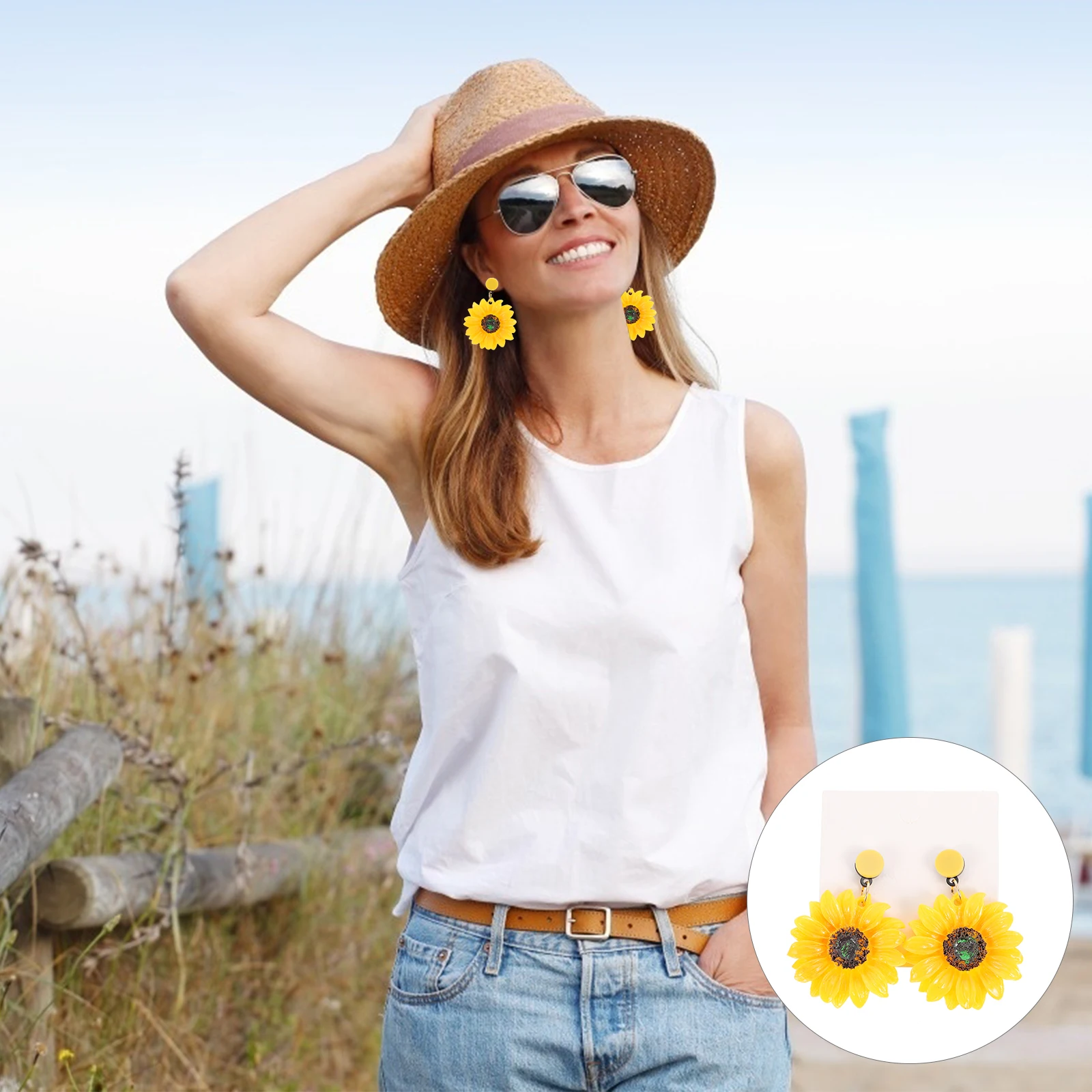 

Sunflower Earrings Alloy Fashionable Decors Decor for Women Stylish Creative Jewelry Casual Formal Wear