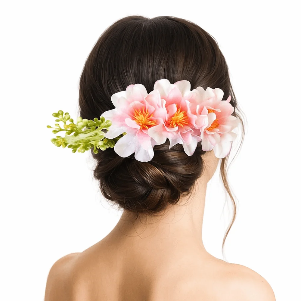 

Simulated Flower Flower Hair Comb Multicolor Ethnic Style Thai Hair Comb Tooth Inserted Styling Tools Hair Accessories