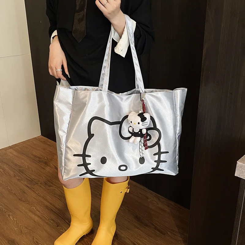 

Hello Kitty Storage Bag Cute Anime Large Capacity Canvas Women Products Single Shoulder Shopping Accessories Girl Gift Wholesale