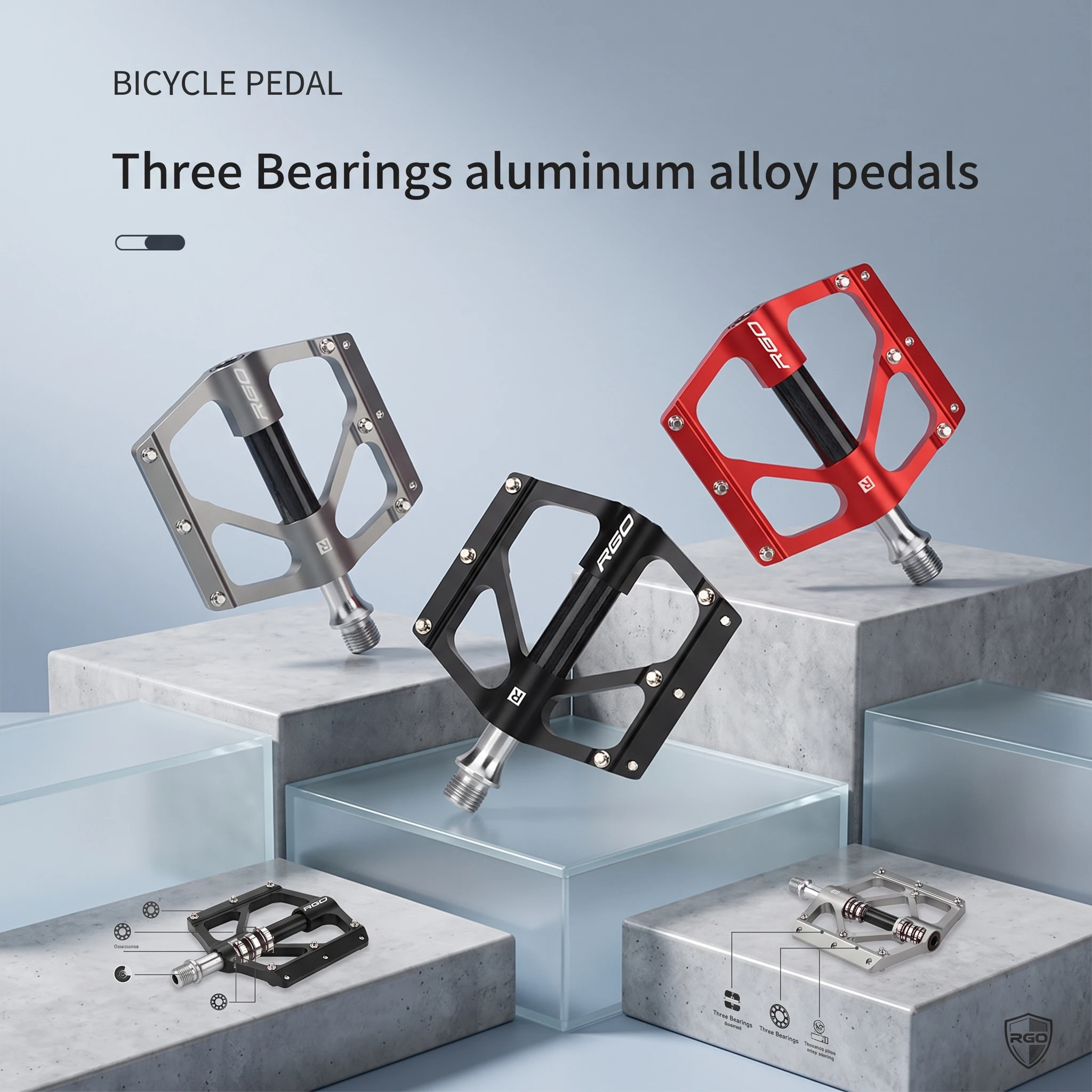 RGO Carbonfaser-Fahrradpedale 3-Lager Aluminiumlegierung Rutschfeste Pedale für Rennräder & Mountainbikes Fahrradzubehör