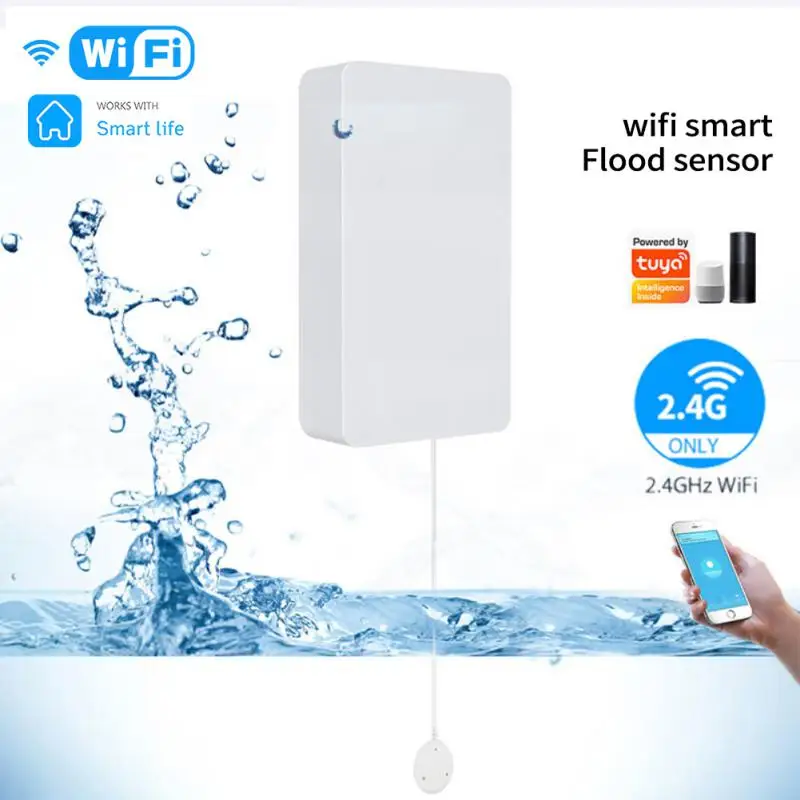 TUYA WiFi Smart Water Leakage Sensor Flood Alarm Detector APP Reminder Security Protection Smart Home Works With Smart Life