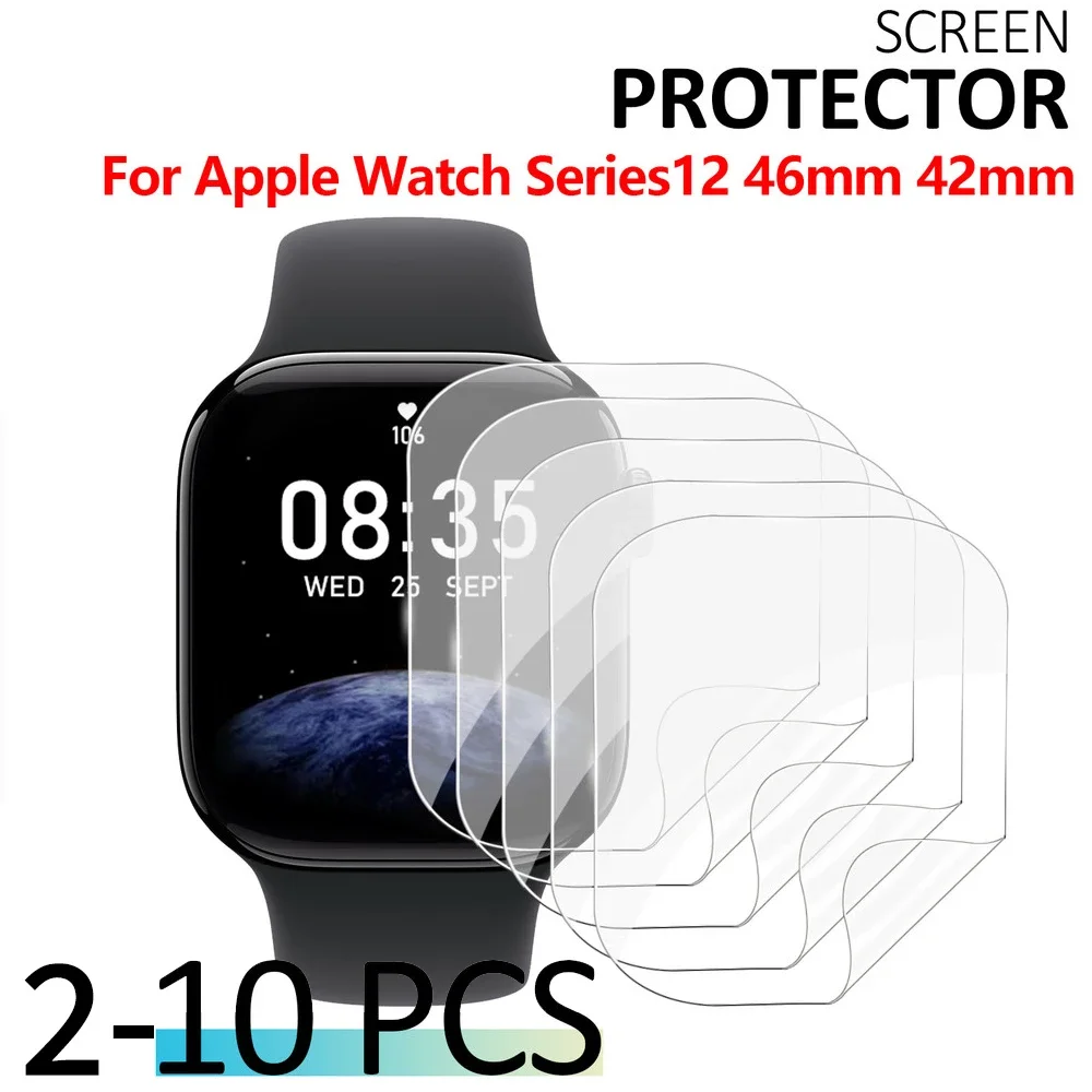 2-10PCS HD 3D Curved PMMA Film for Apple Watch Series 12 46mm 42mm Full Coverage Screen Protector Film for IWatch S11 S12 S10