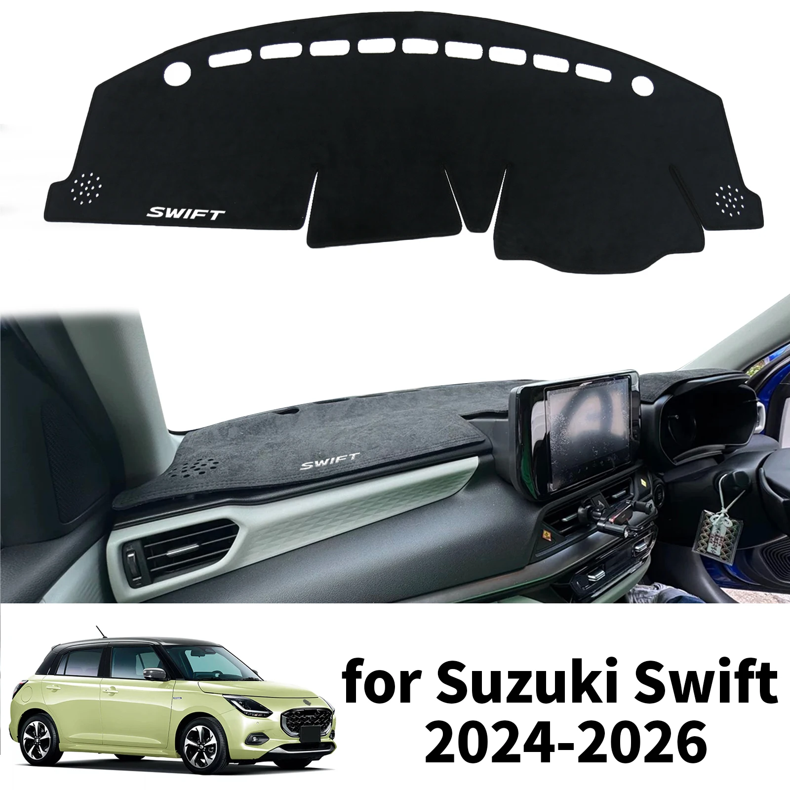

fit for Suzuki Swift 2024 2025 2026 white logo Dashmat Dashboard Cover Pad Protective Carpet Car Accessories DashMat Sunshade