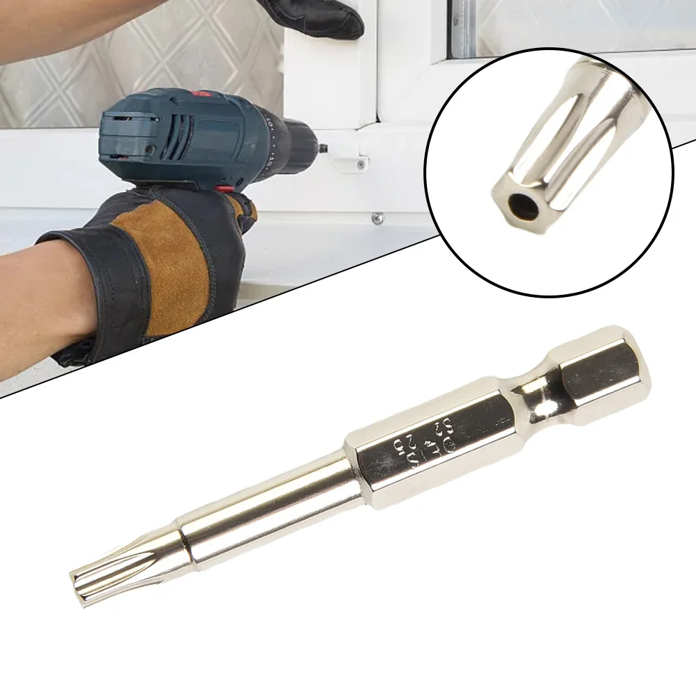 Torx chave de fenda para remoção de parafuso, haste hexagonal oca, T6-T40 Cabeça, furadeira elétrica, acessórios para ferramentas elétricas, 1Pc, 1/4 ", acessórios