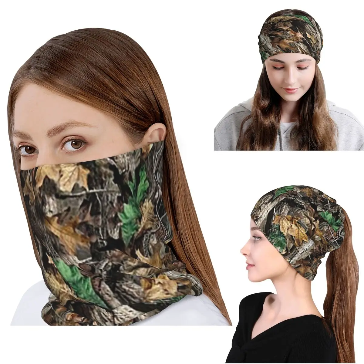 Real Tree Camouflage Bandana Halsabdeckung Maske Schal Multifunktionale Gesichtsmaske Mütze für Männer Frauen Erwachsene Atmungsaktiv