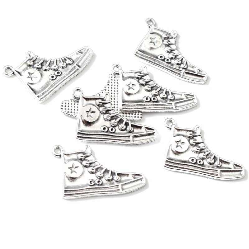 32x20mm 10pcs Antique Silver Plated Shoe Handmade Charms Pendant:DIY for bracelet necklace-P6-34