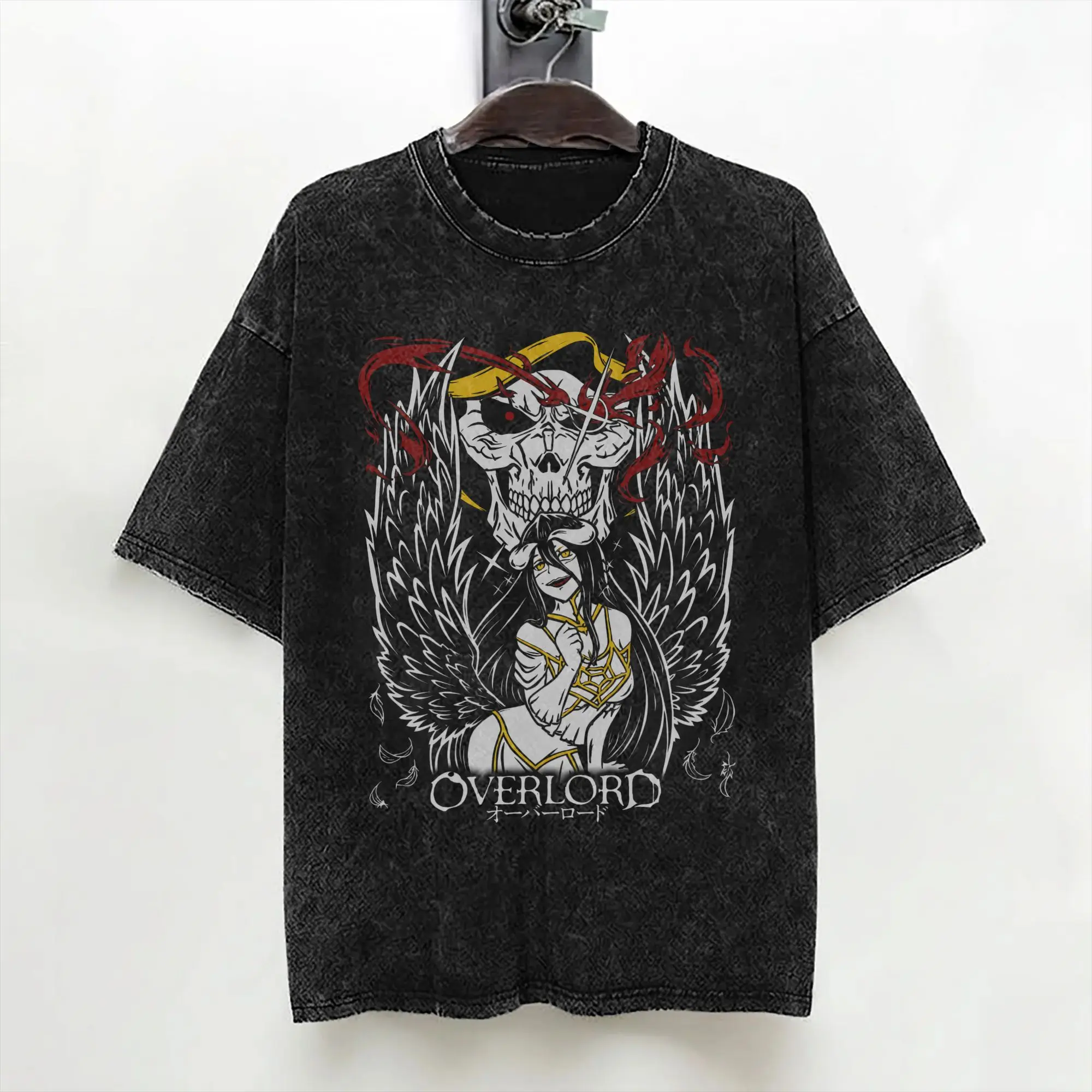 Albedo Japanese Anime T Shirt Washed Short Sleeve Oversize T-Shirt  Fashion Men Women Streetwear Summer Tees