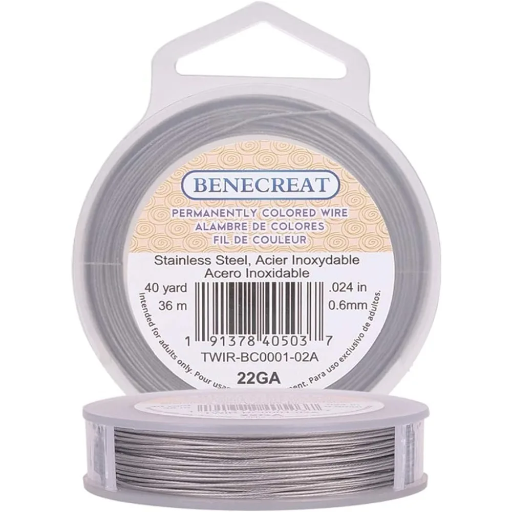 120-Feet 0.024inch (0.6mm) 7-Strand Bead String Wire Nylon Coated Stainless Steel Wire for Necklace Bracelet Beading Craft Work