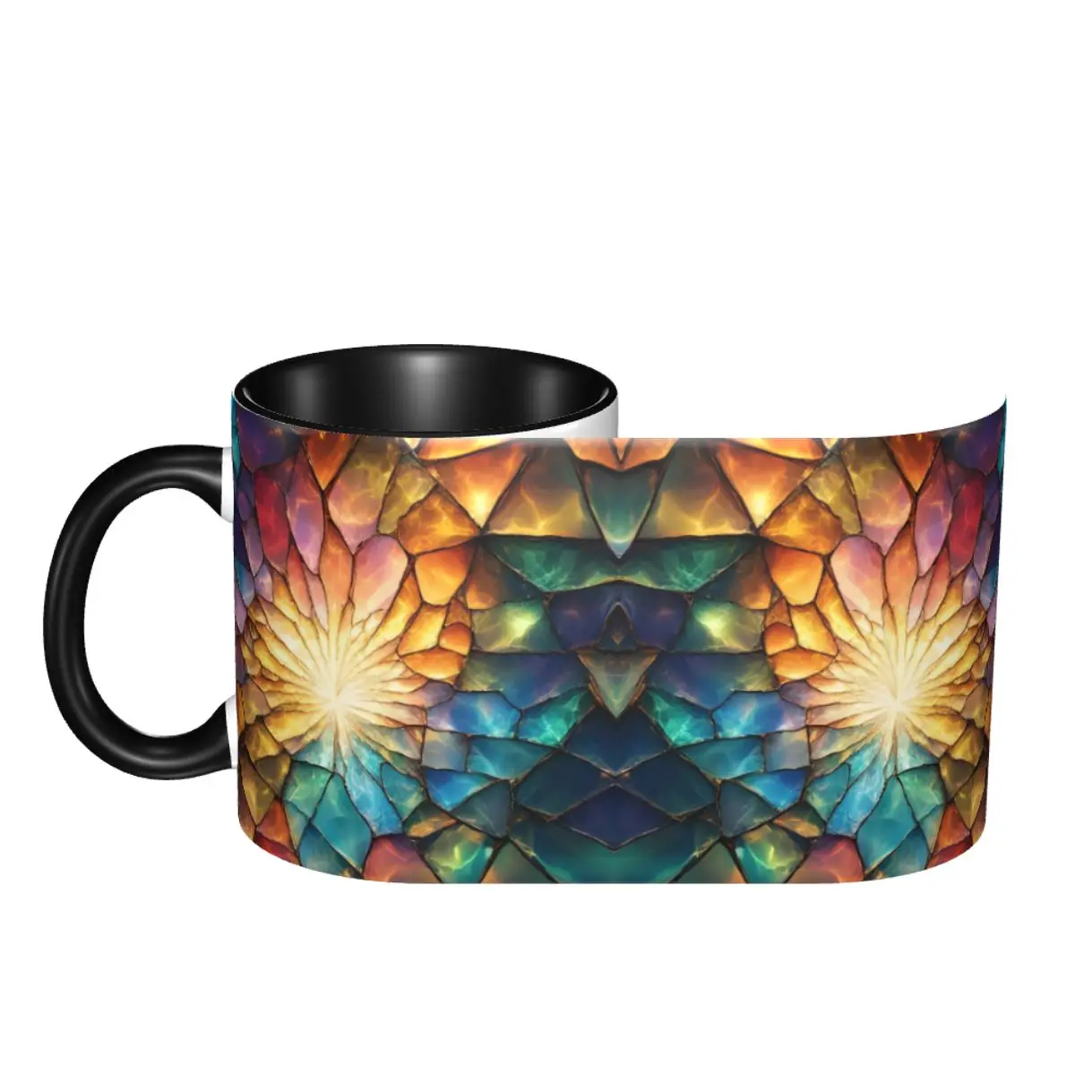 Customized DIY Stained Glass Broken Glass Ceramic Mugs Colorful Painting Coffee Cups Creative Present