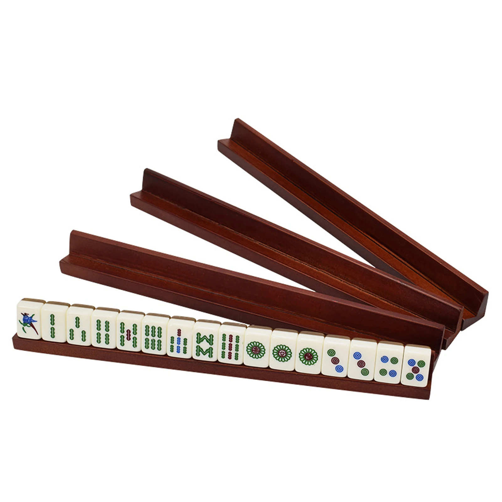

4PCS Wooden Mahjong Game Racks Pusher Stand Mahjong Holder for Entertainment Home Mahjong Games Indoor Activity