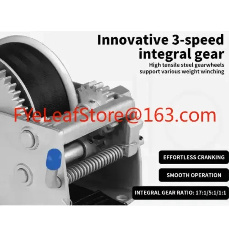 Boat Trailer Hand Winch 4WD 3000kg/6615lb Manual Car Webbing Strap 3 Speed