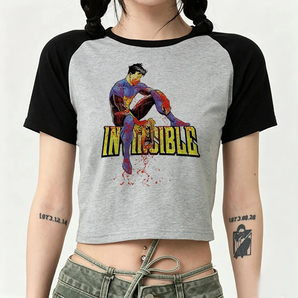 Invincible crop top girl scene  clearance sales manga cute japanese tshirt dollette summer gothic cute jojifuku