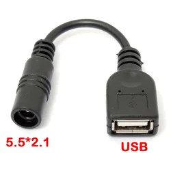 5.5 x 2.1mm DC Female to USB AF DC Male Power Connector Cable for Laptop Adapter Charger Supply Adapter Tips Connector Plug