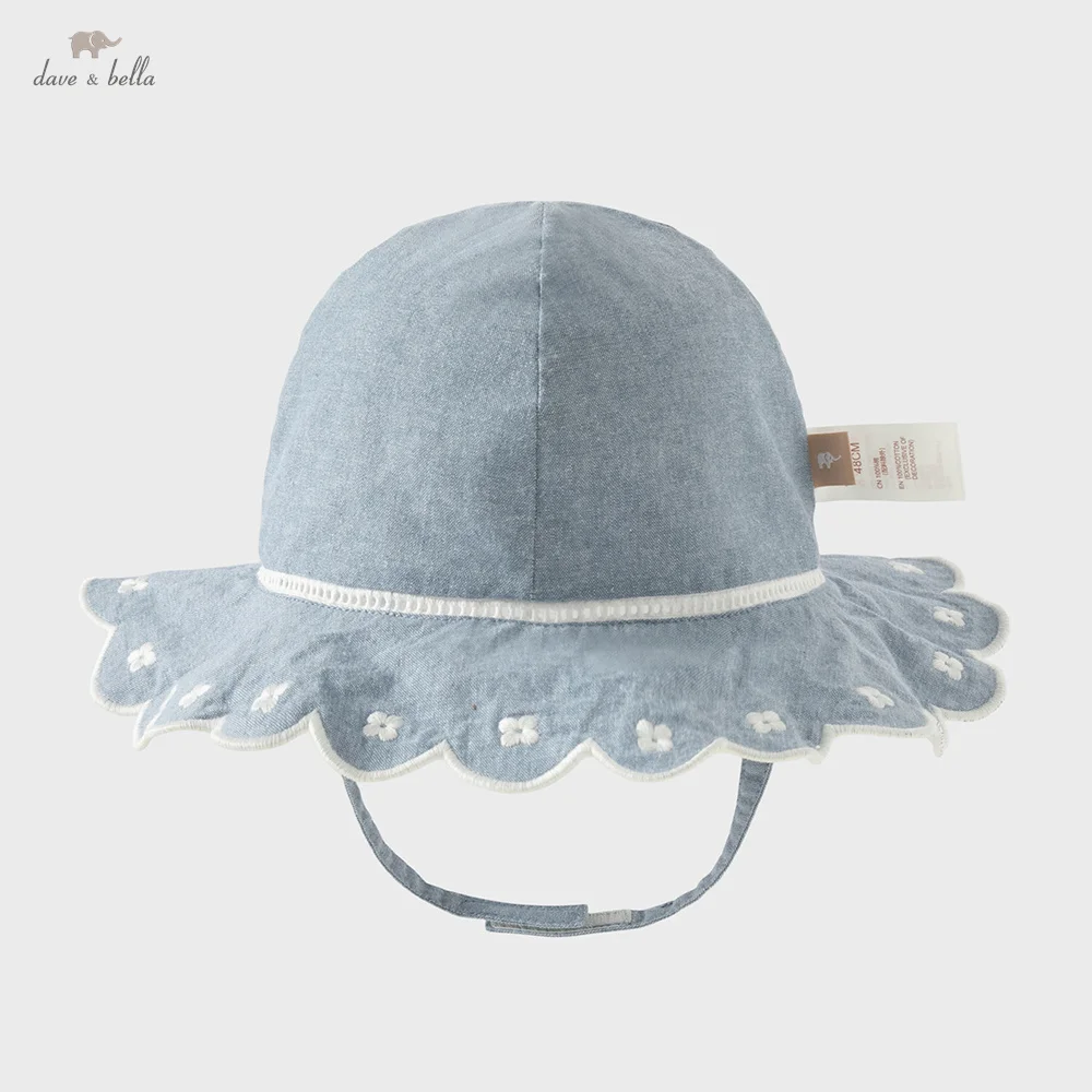 Dave Bella Girls Sun Hat Children Fisherman Hat Summer Denim Blue Cotton Cap Fashion Cool Outdoor Beach Adjustable DB2261712