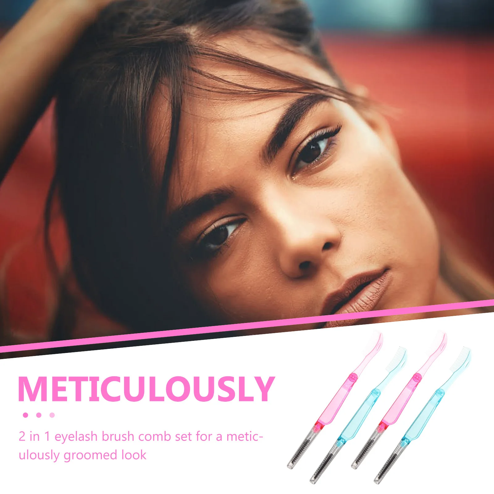 4-delige mini-wimperborstelkamset Opvouwbaar reisontwerp voor gladde wimperverzorging met of zonder mascara Gemakkelijk mee te nemen