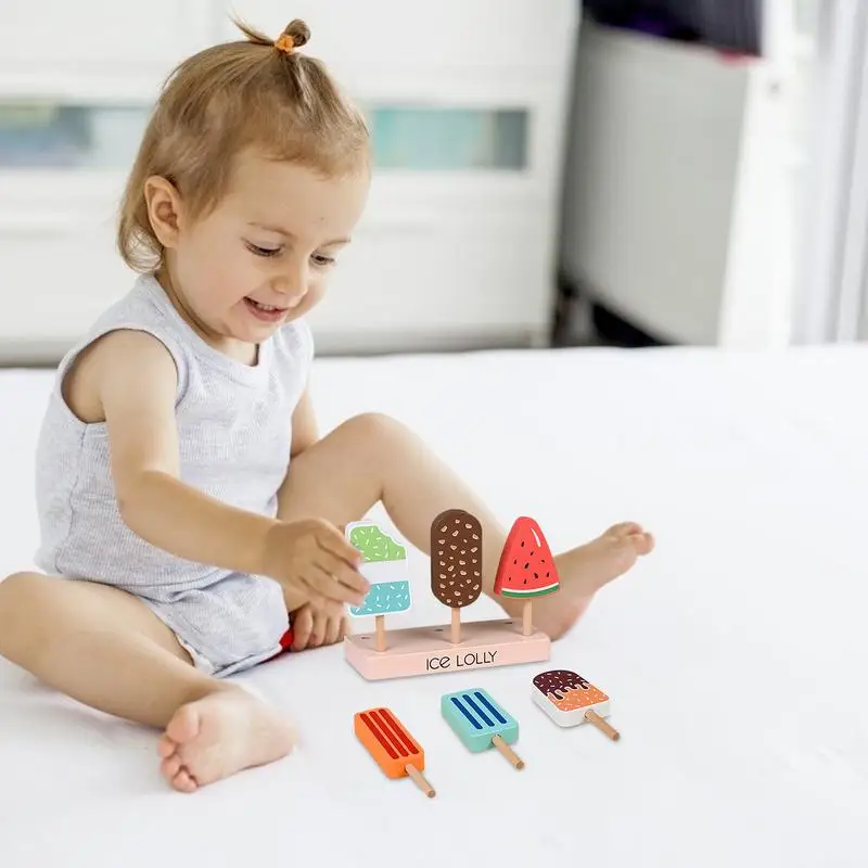 Pretend Play Food Ice Cream Pop Set, Brinquedos Educativos, Role Playing Game, Playset para Crianças, Idades 3