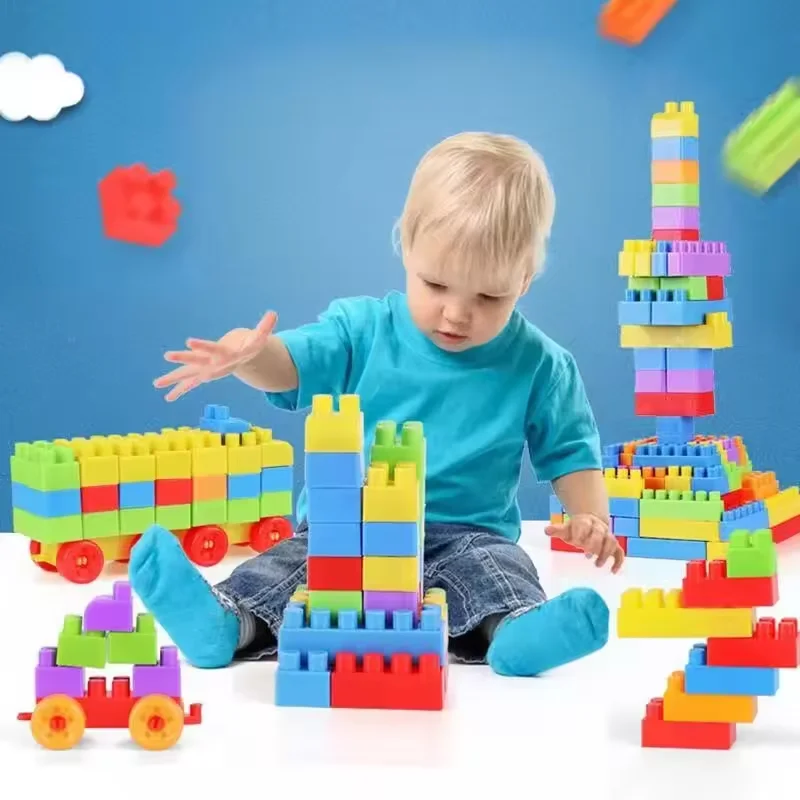 Jouets empilables assemblés pour enfants, grandes particules de blocs de construction, jouets éducatifs pour l'éducation précoce des enfants, 100/130 pièces