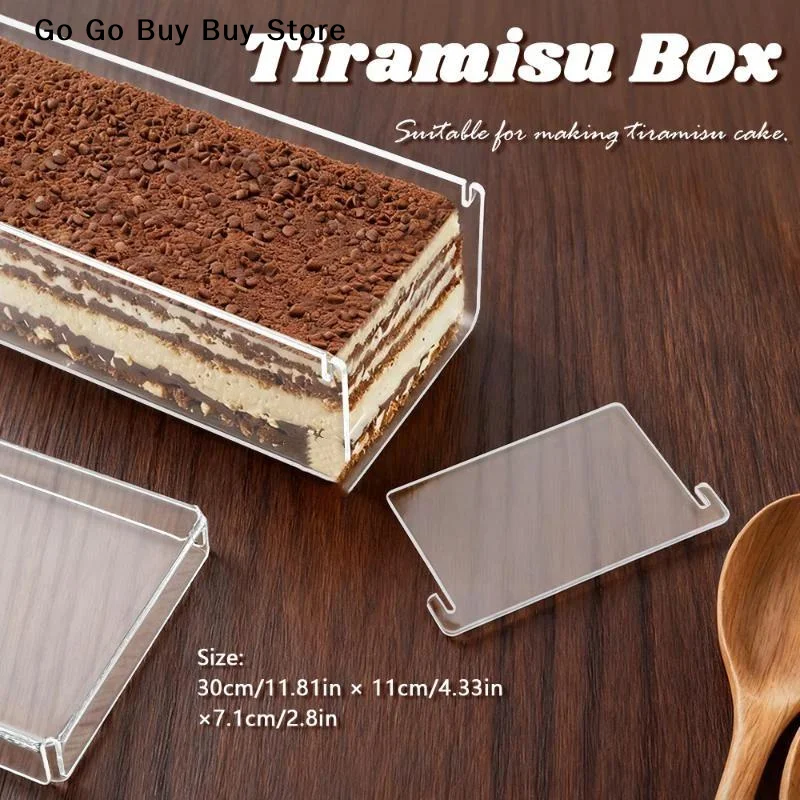 【S】Transparent Tiramisu Box Tiramisu Container Multifunction Acrylic Sturdy Rectangular Baking Model For Wedding Kitchen Bakery