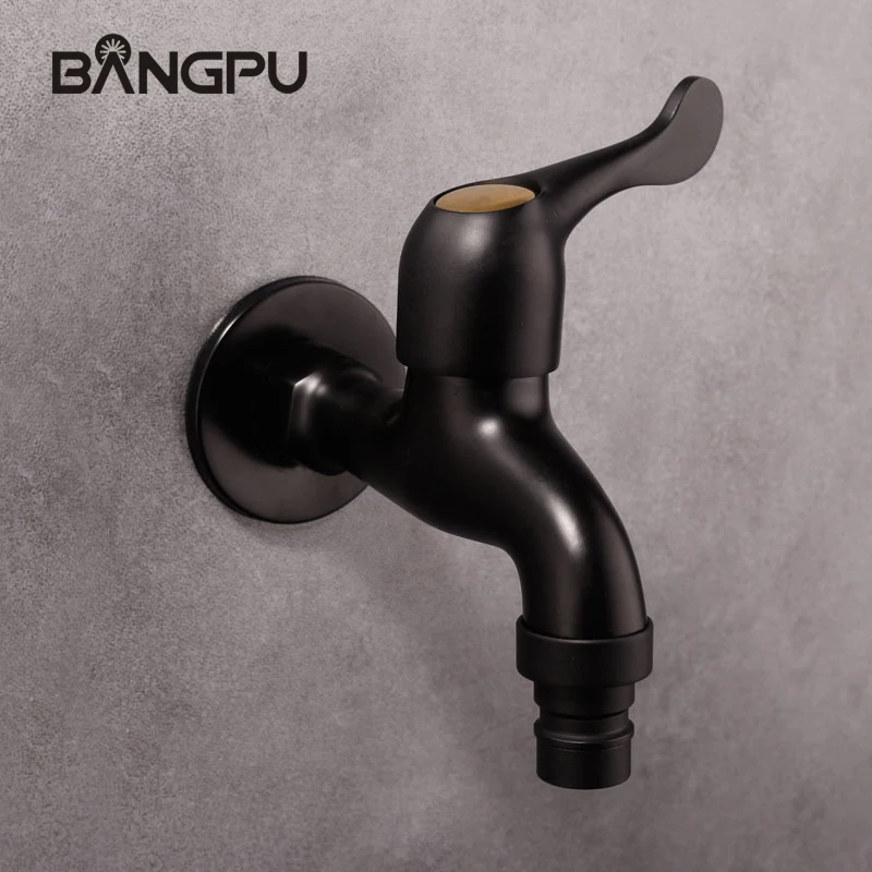 BANGPU Water Filter Faucet Brass Mop Pool Tap for Garden Bathroom Basin Kitchen Sink Mop Pool Faucet Wall Mounted, Matte Black