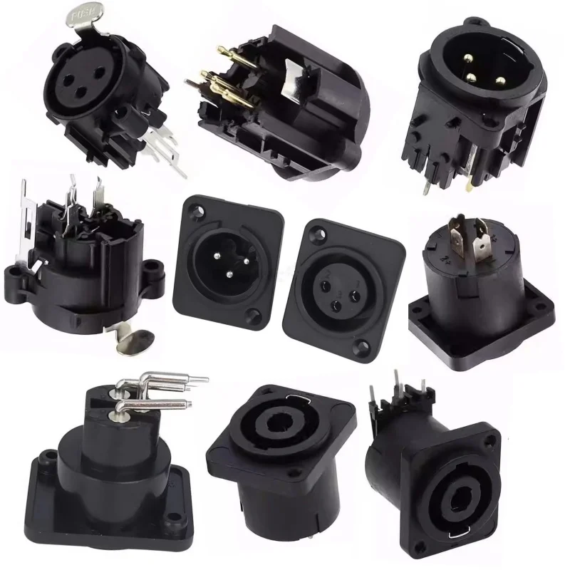 Conector XLR de 3 pines, conector Jack macho/hembra, tipo de montaje en Panel, cañón multifunción, mezclador de micrófono de Audio, conector de señal, 5 uds.