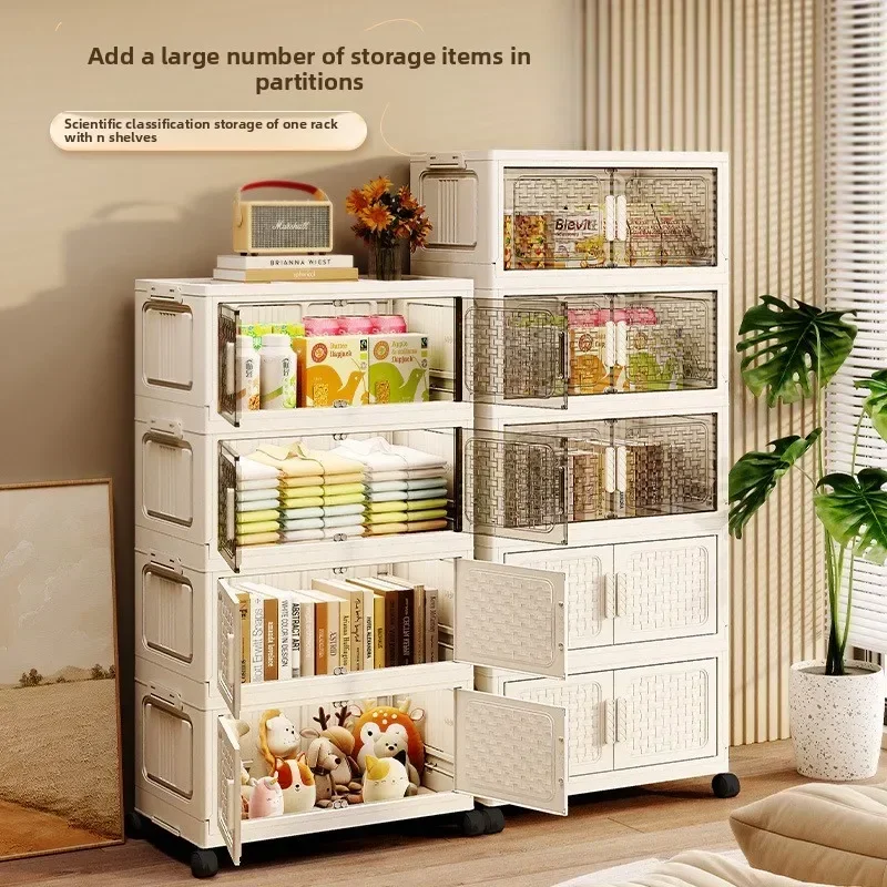 Folding storage cabinet Household multi-layer shelves Wardrobe Plastic storage Organizing box Locker Durable