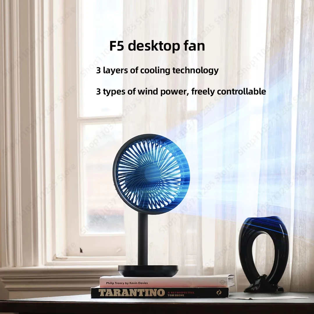 Youpin SOLOVE F5 مروحة صغيرة لسطح المكتب مراوح قائمة محمولة من النوع C USB قابلة لإعادة الشحن بقدرة 4000 مللي أمبير في الساعة طاولة مكيف هواء سهلة الحمل