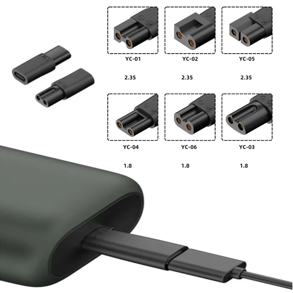 1/6 stücke USB Typ-c Buchse Auf Lade Adapter 2,35 Löcher 1,8 Löcher Rasierer Pentium Haar Clipper zwei Loch Adapter Rasieren