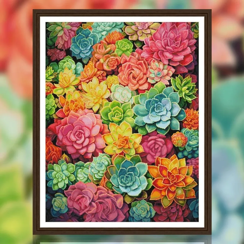 

11CT 14CT суккуленты DIY живопись набор для вышивки крестом вышивка крестиком рукоделие ремесло ткань с принтом домашний декор