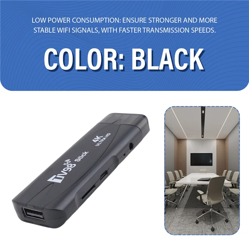 A98Z TV98 TV STICK 4K 60Fps décodeur 2G + 16G Android12.1 2.4G 5G Wifi Android installation facile (prise ue)