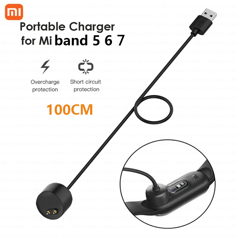 1m USB Charger Cable Xiaomi Mi Band 5 6 7 Magnetic Charging Adapter Wire Cord NFC Smart Watch Wristband Bracelet For Miband 6 7