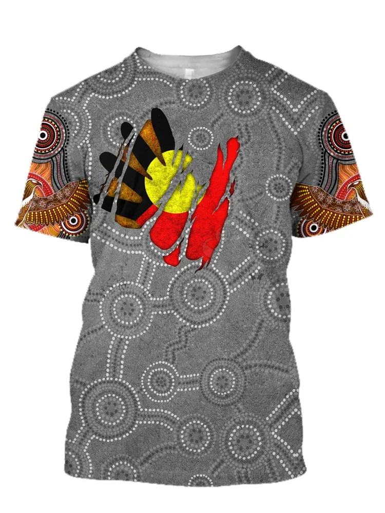 الأسترالية السكان الأصليين المميزة نمط الحيوان ثلاثية الأبعاد طباعة الرجال والنساء الصيف شخصية مستديرة الرقبة تي شيرتات قصيرة الاكمام #6