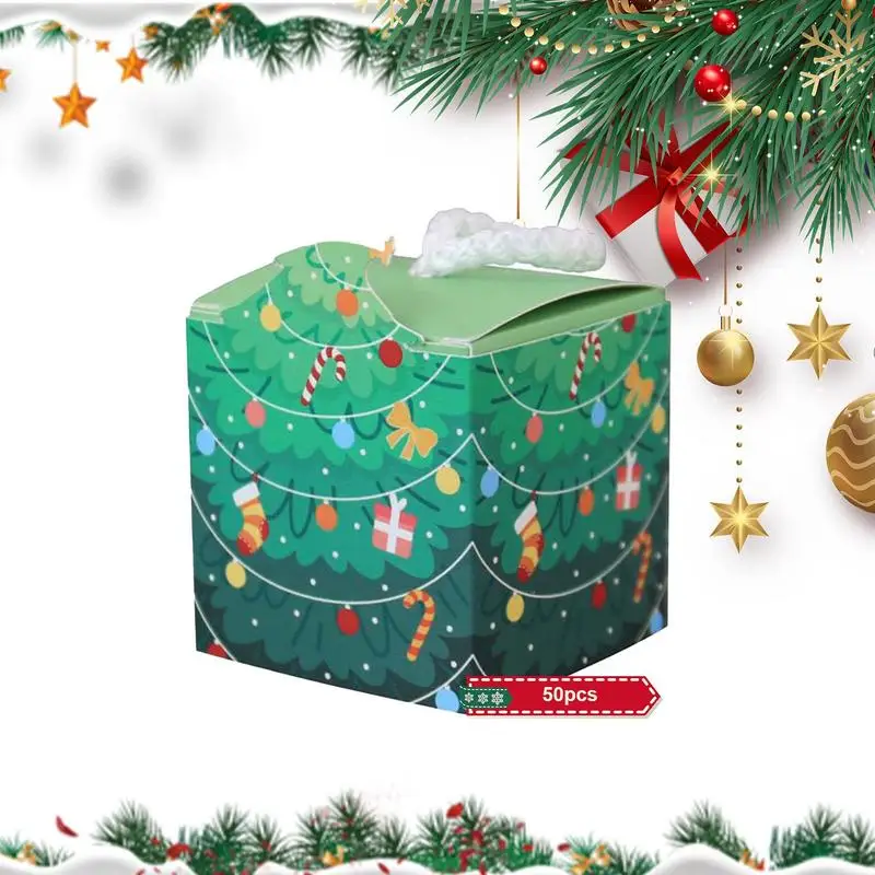 Mini Christmas Gift Boxes 50pcs Christmas Party Gift Bag hand-held candy box Recyclable Box for Christmas Party Home Decoration