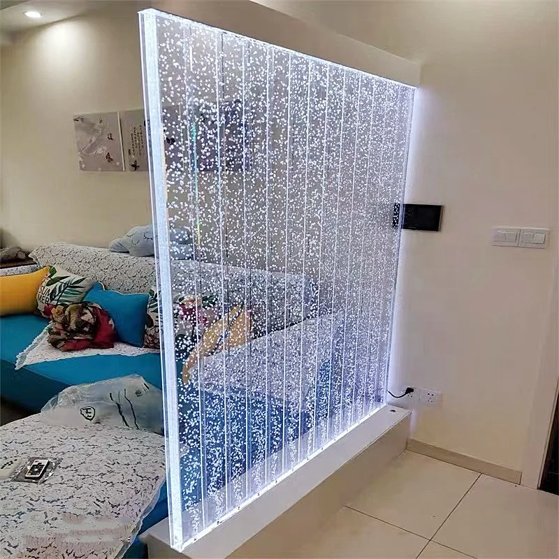 Custom. Remote Control Color Changing LED Light Acrylic Aquarium Bubble Wall Background Decorative Partition