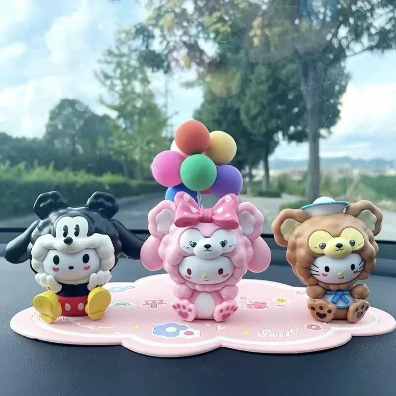 

6pcs Girly Heart My Melody Anime MINISO Ins Car Decoration Cute Cartoon Kawaii Desktop Children Lovely Toys Gifts for Kids