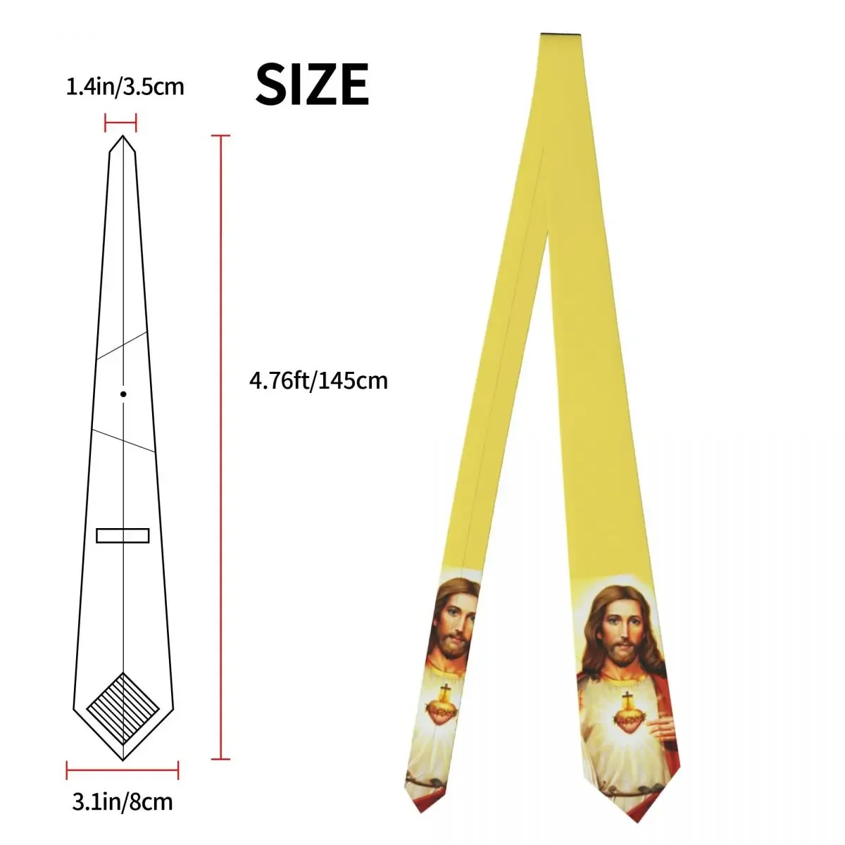 Fashion Warm Heart Of Jesus Tie for Office Custom Men Religious Christian Divine Mercy Neckties