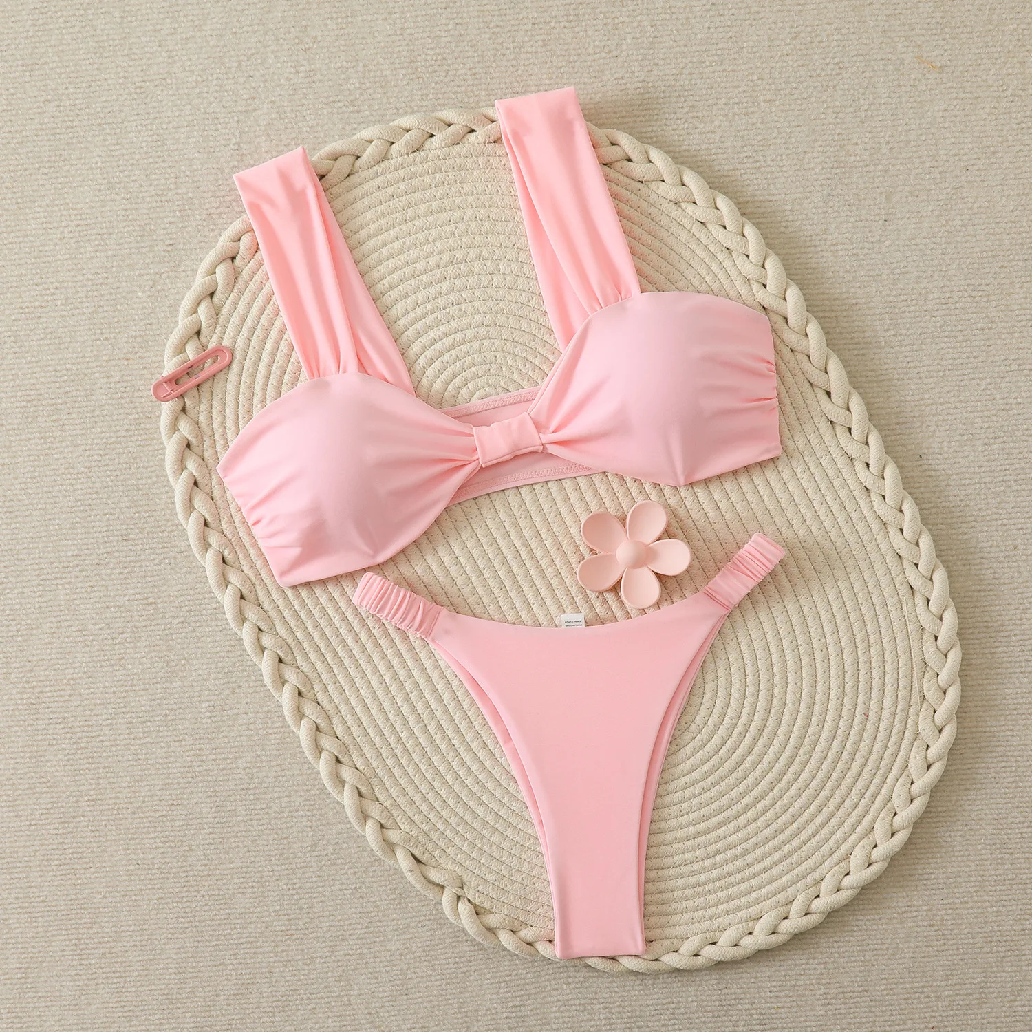 

sexy plain bandeau bikinis sets two pieces plain thong swimsuits bathing suit swimwear beach outfits tankini biquini