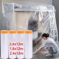 12M Self-adhesive Dustproof Film Furniture Dust Protection Masking Film Home Waterproof Plastic Film Wall Painting Protect Cover