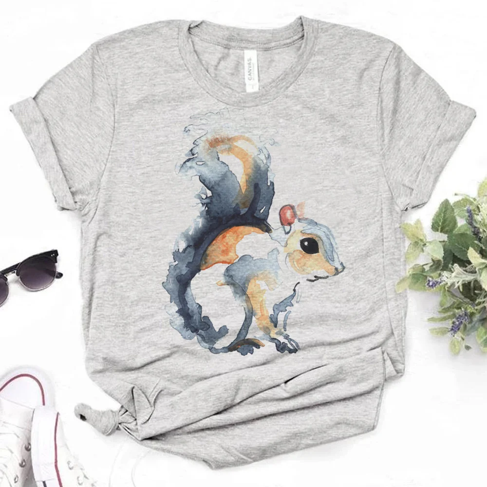 Squirrel t shirt women funny top female funny designer clothing