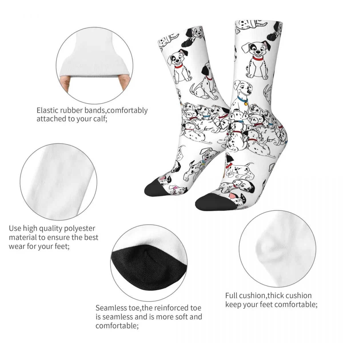 Vintage 101 Dalmatians Crazy Men\'s compression Socks Unisex Disney Street Style Pattern Printed Funny Novelty Happy Crew Sock