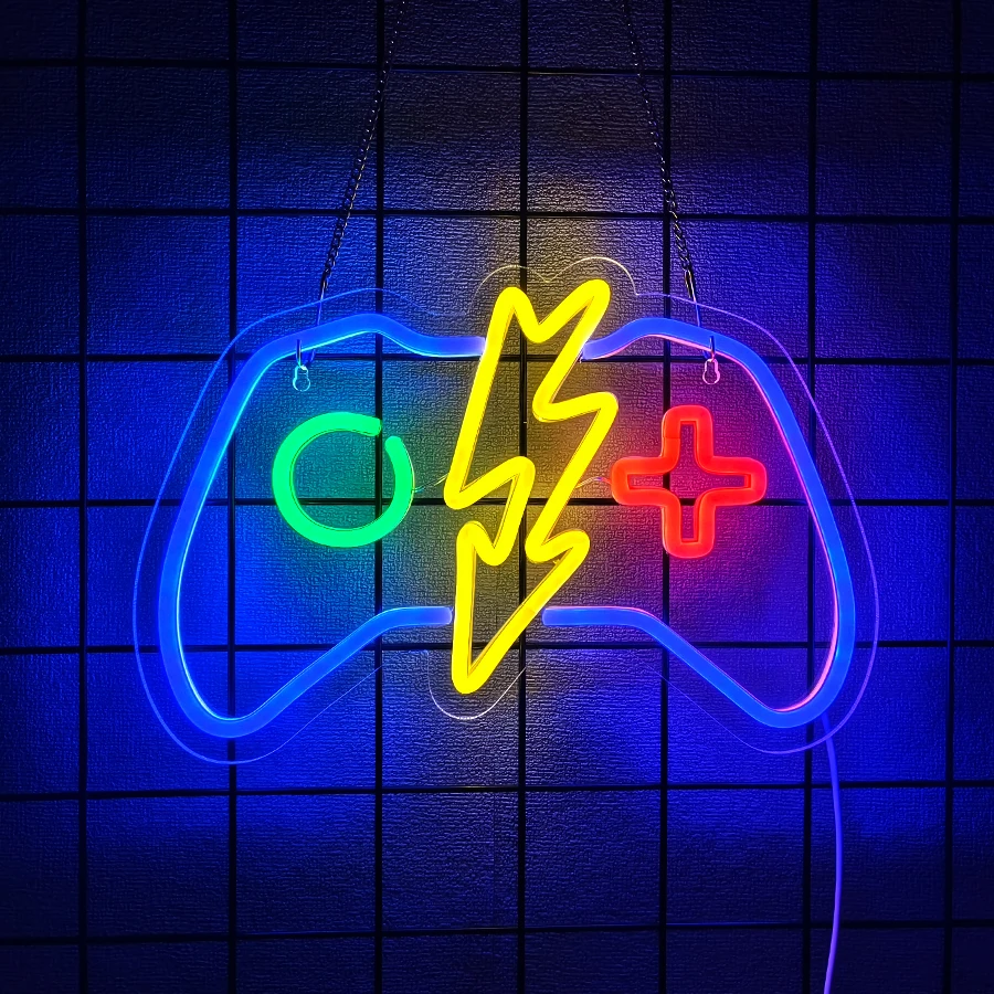 USB Powered Game Controller Neon Sign LED Light for Gamer Room Decor, Bedroom, Wall, Party, Gaming Desk Night Light