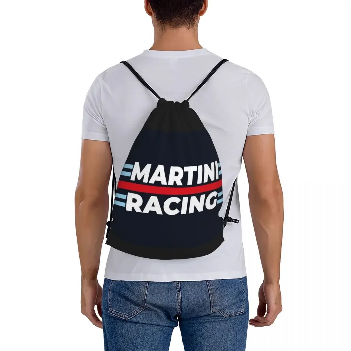 Martini Racing Rugzakken Casual Draagbare Trekkoord Tassen Met Trekkoord Bundel Sporttas Boekentassen Voor Man Vrouw School