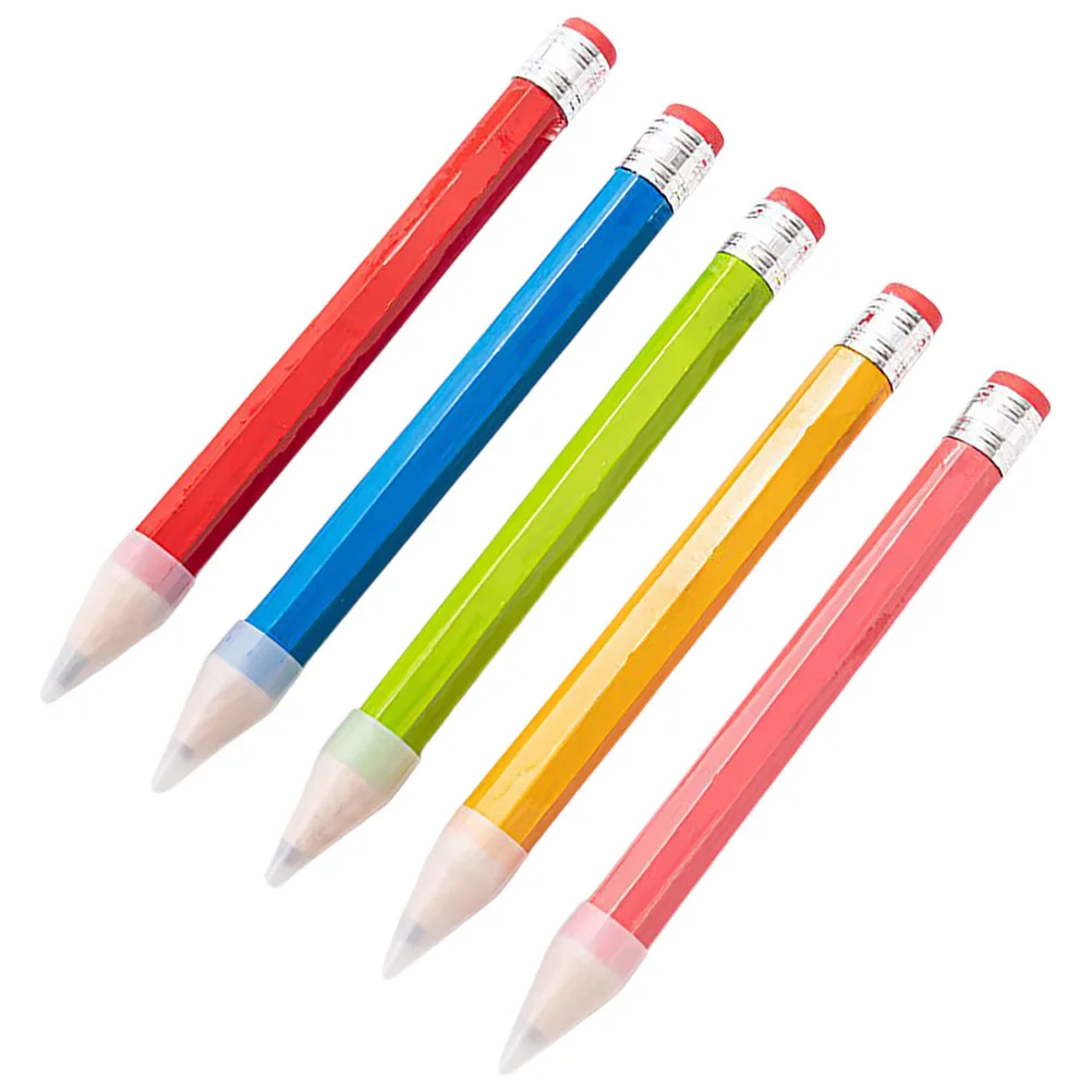 

5 Pcs Wooden Pencils Jumbo Crayons Kids Smooth Oversized Pencil Prop Tip Safe Ideal Drawing Writing School Kindergarten Gifts